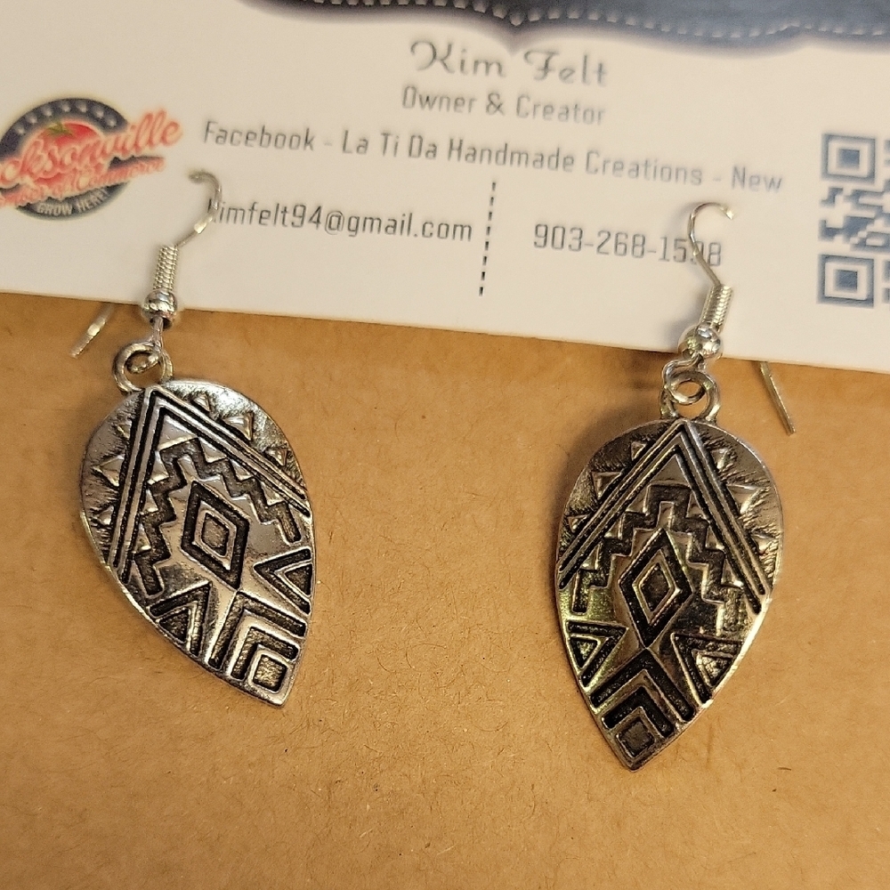 Western Silver Aztec 1.5" Earrings